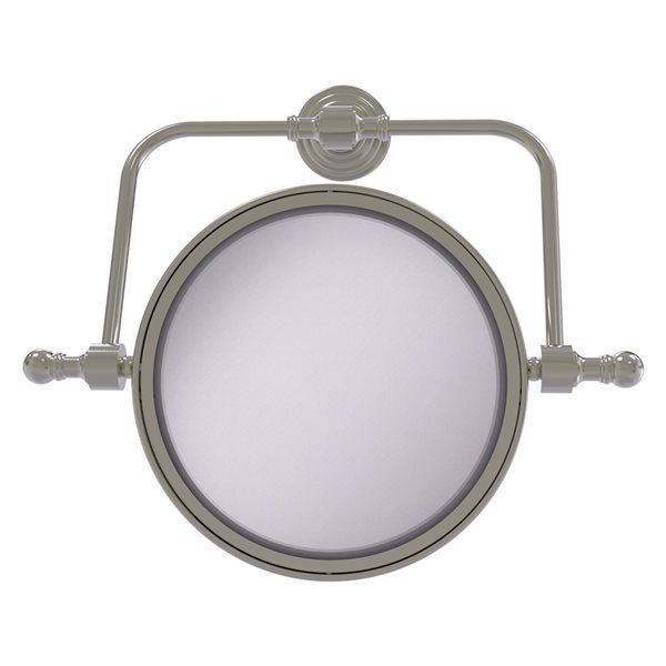 Allied Brass Retro Wave 8-in x 8-in Satin Nickel Double-Sided Magnifying Wall-Mounted Vanity Mirror - 4X Magnification