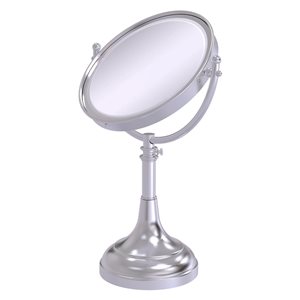 Allied Brass 8-in x 23 1/2-in Satin Chrome Double-Sided Magnifying Countertop Vanity Mirror - 3X Magnification