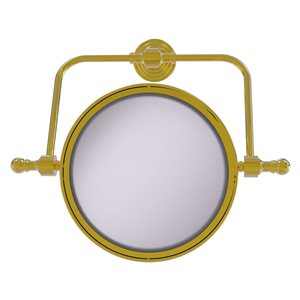 Allied Brass Retro Wave 8-in x 8-in Polished Brass Double-Sided Magnifying Wall-Mounted Vanity Mirror - 4X Magnification