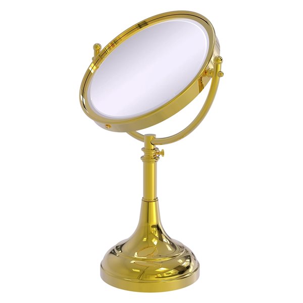 Allied Brass 8-in x 23 1/2-in Polished Brass Double-Sided Magnifying Countertop Vanity Mirror - 4X Magnification