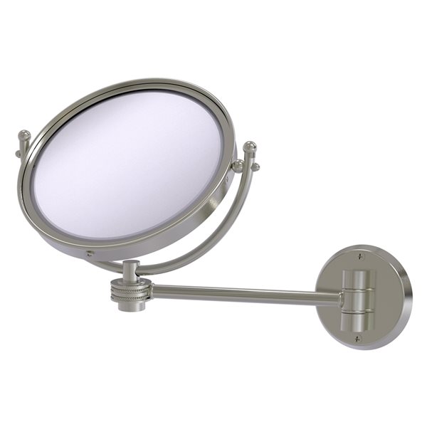 Allied Brass 11-in x 10-in Satin Nickel Double-Sided Magnifying Wall-Mounted Makeup Mirror - 5X Magnification