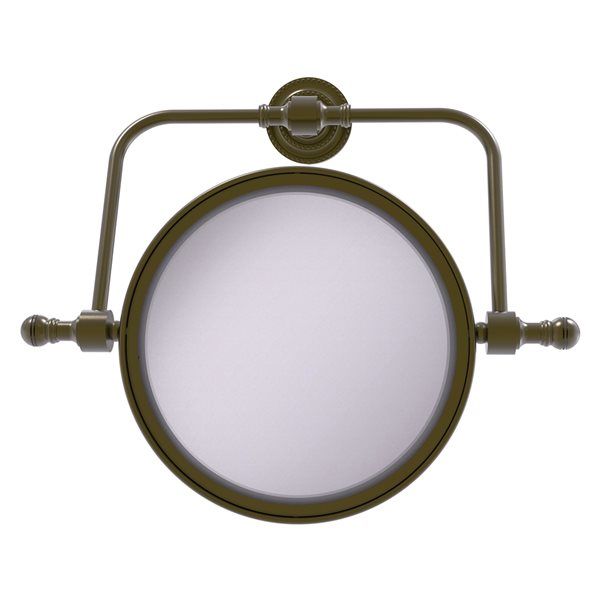 Allied Brass Retro Dot 8-in x 8-in Antique Brass Double-Sided Magnifying Wall-Mounted Vanity Mirror - 3X Magnification