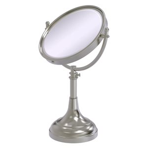 Allied Brass 8-in x 23 1/2-in Satin Nickel Double-Sided Magnifying Countertop Vanity Mirror - 4X Magnification