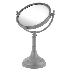 Allied Brass 8-in x 23 1/2-in Matte Grey Double-Sided Magnifying Countertop Vanity Mirror - 3X Magnification