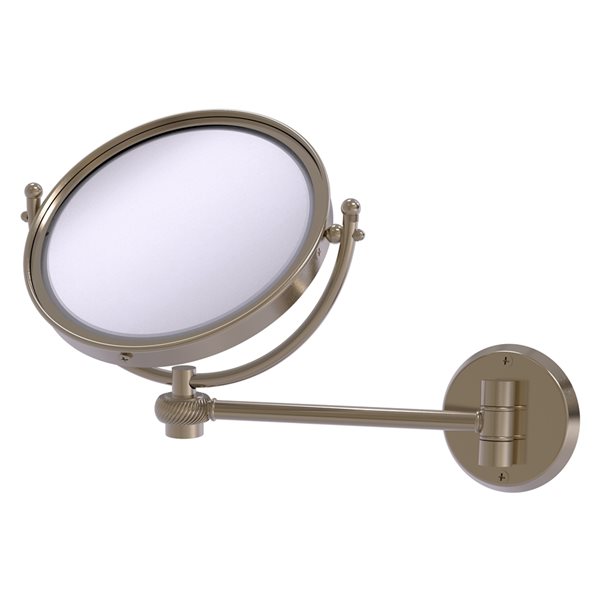 Allied Brass 11-in x 10-in Antique Pewter Double-Sided Magnifying Wall-Mounted Vanity Mirror - 4X Magnification