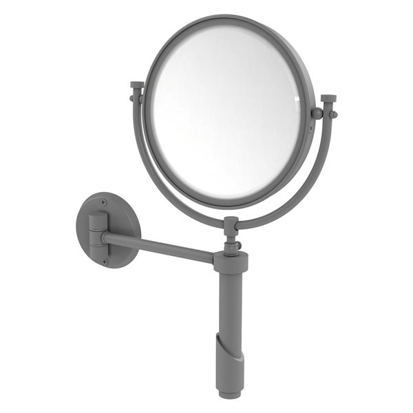 Allied Brass Tribecca 11-in x 15-in Matte Grey Double-Sided Magnifying Wall-Mounted Vanity Mirror - 2X Magnification