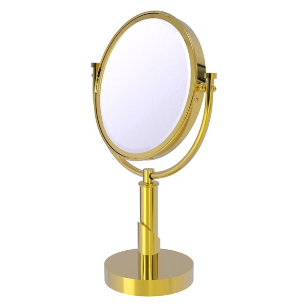 Allied Brass Tribecca 8-in x 15-in Polished Brass Double-Sided Magnifying Countertop Vanity Mirror - 2X Magnification