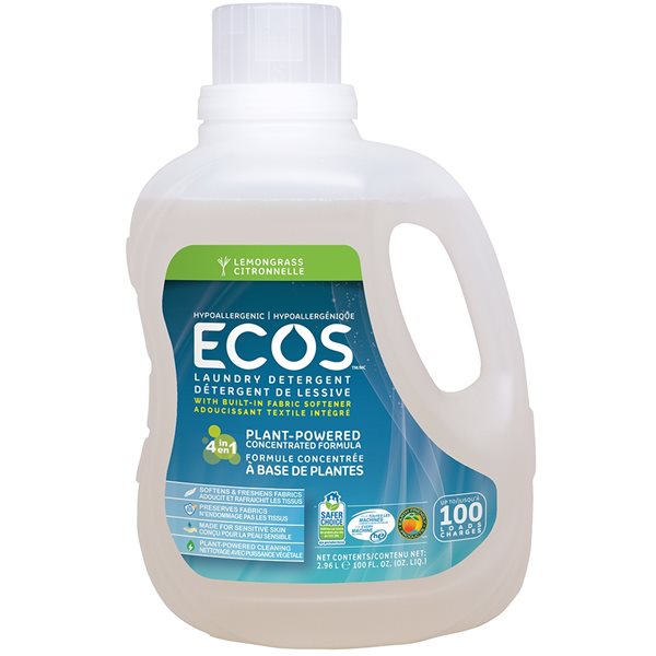 Ecos 148 L Hypoallergenic Lemongrass Laundry Detergent 2 Pack