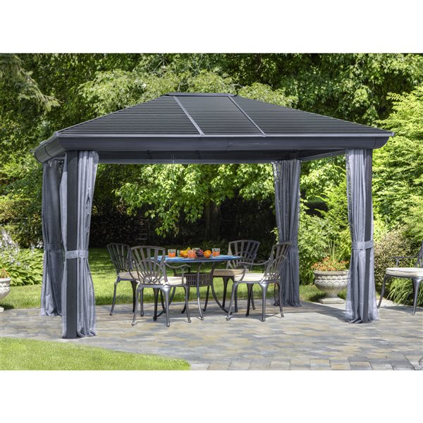 Gazebo Penguin Venus 10ft x 12ft Grey Metal Rectangle Permanent