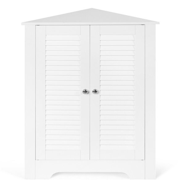 HOMCOM Bathroom Linen Cabinet Freestanding Storage with Shutter