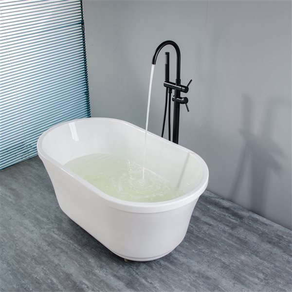 CASAINC Matte Black 2-Handle Freestanding Bathtub Faucet with Hand Shower