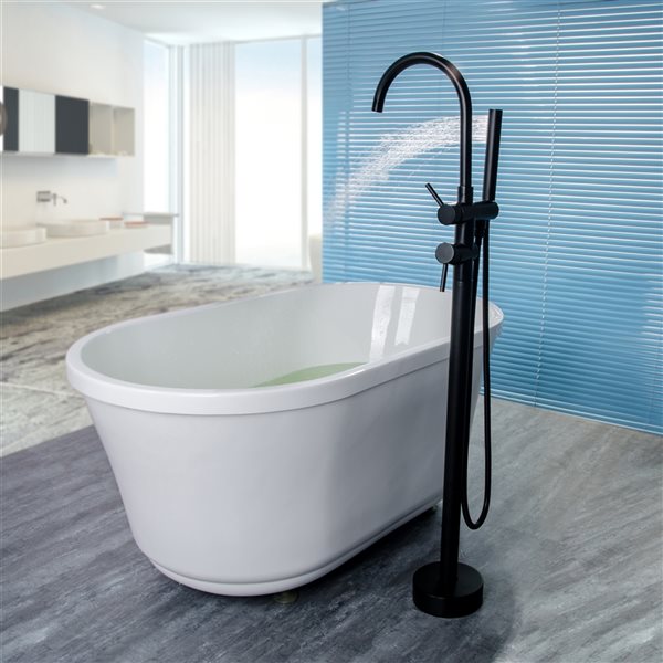 CASAINC Matte Black 2-Handle Freestanding Bathtub Faucet with Hand Shower