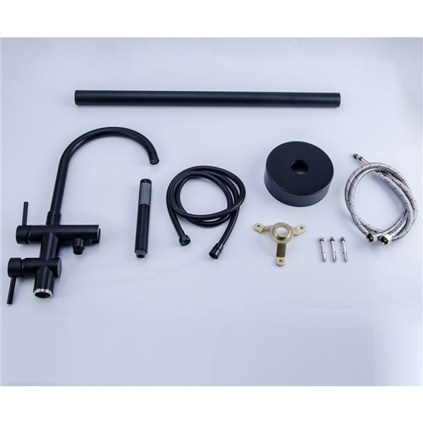 CASAINC Matte Black 2-Handle Freestanding Bathtub Faucet with Hand Shower