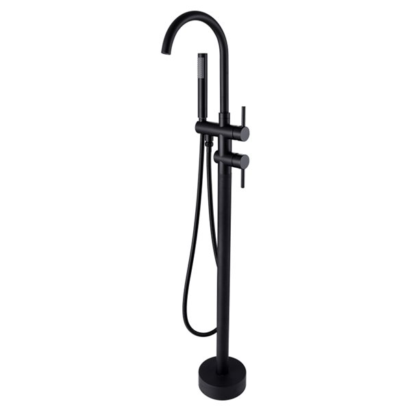 CASAINC Matte Black 2-Handle Freestanding Bathtub Faucet with Hand Shower