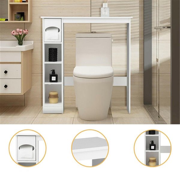 CASAINC Medicine Cabinets 30-in x 32-in x 8-in White Over The Toilet Etagere