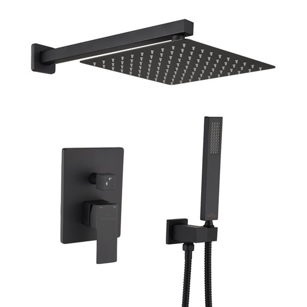 CASAINC Matte Black 12-in Wall-Mounted Dual-Jet Shower System