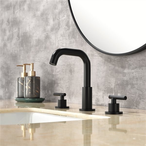 CASAINC Matte Black 2-Handle Widespread Bathroom Sink Faucet