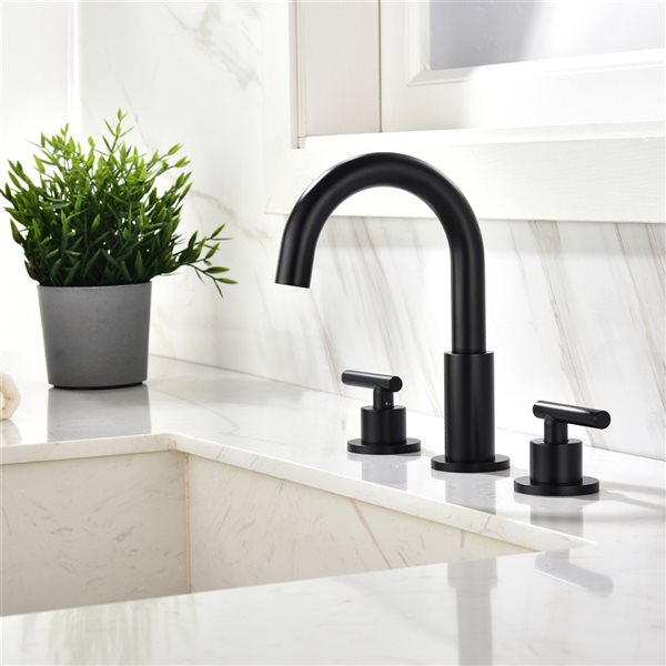 CASAINC Matte Black 2-Handle Mid-Arc Widespread Bathroom Sink Faucet