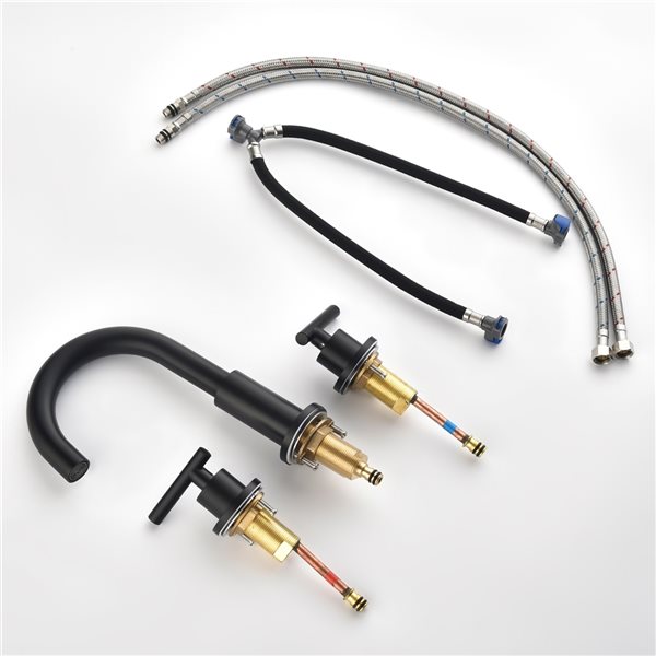 CASAINC Matte Black 2-Handle Mid-Arc Widespread Bathroom Sink Faucet