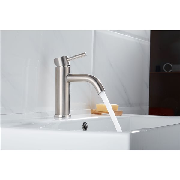 CASAINC Brushed Nickel 1-Handle Single Hole Bathroom Sink Faucet