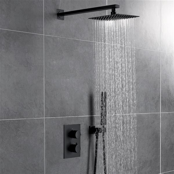 CASAINC Matte Black Shower System with Square Rainfall and Shower Head
