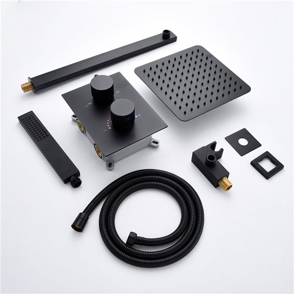 CASAINC Matte Black Shower System with Square Rainfall and Shower Head
