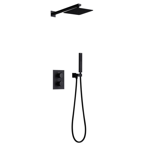 CASAINC Matte Black Shower System with Square Rainfall and Shower Head