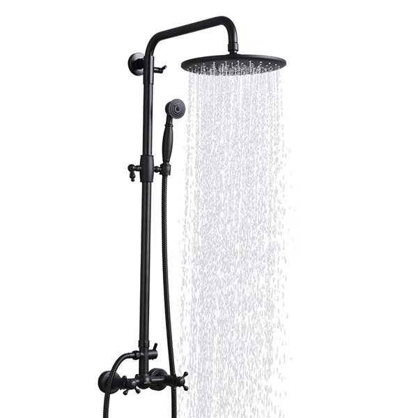 CASAINC Matte Black 10-in Wall-Mounted Dual-Jet Shower System