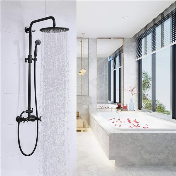 CASAINC Matte Black 10-in Wall-Mounted Dual-Jet Shower System