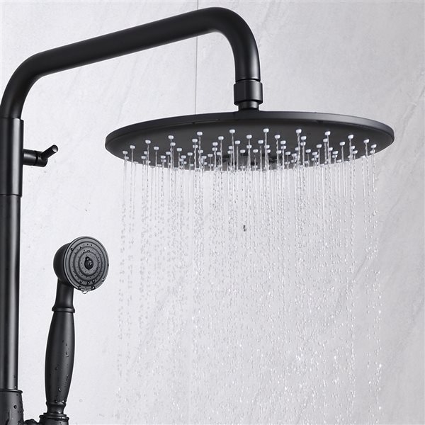 CASAINC Matte Black 10-in Wall-Mounted Dual-Jet Shower System