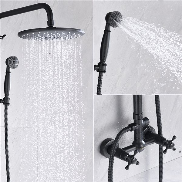 CASAINC Matte Black 10-in Wall-Mounted Dual-Jet Shower System