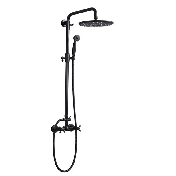 CASAINC Matte Black 10-in Wall-Mounted Dual-Jet Shower System