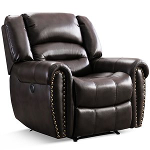 CASAINC Brown Electric Leather Recliner Chair