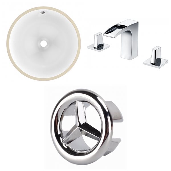 American Imaginations 16.5-in White Ceramic Round Undermount Bathroom Sink with Faucet and Overflow