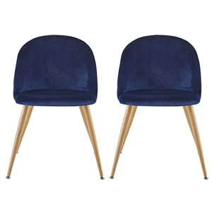 CASAINC Navy Blue Contemporary Velvet Upholstered Dining Chair - Set of 2