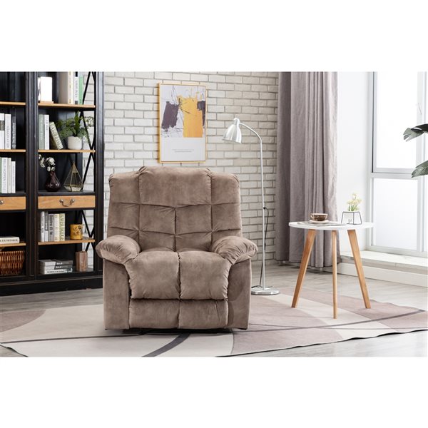 CASAINC Camel Velvet Manual Wide Seat Recliner WF-W50130784-MR