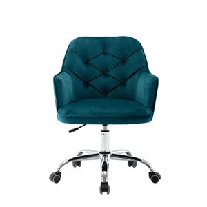 CASAINC Lake Blue Contemporary Ergonomic Adjustable Height Swivel Velvet Desk Chair
