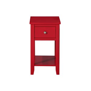 CASAINC Red Wood Rectangular End Table with 1-Shelf and 1-Drawer