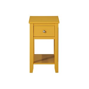 CASAINC Wood Rectangular End Table with 1-Shelf and 1-Drawer - Yellow