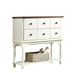 CASAINC White Modern Console Table with 6 Drawers