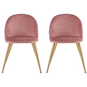 CASAINC Pink Contemporary Velvet Upholstered Dining Chair - Set of 2