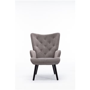 CASAINC Modern Silver Grey Finish Velvet Accent Chair