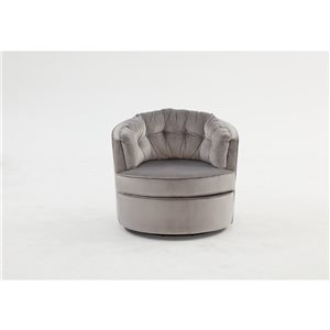 CASAINC Akili Modern Grey Velvet Swivel Accent Chair
