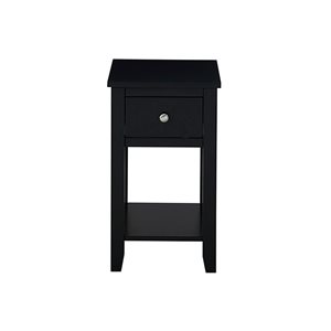 CASAINC Black Wood Rectangular End Table with 1-Shelf and 1-Drawer