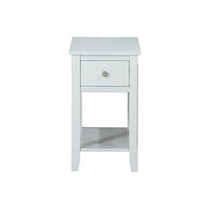 CASAINC Wood Rectangular End Table with 1-Shelf and 1-Drawer - White