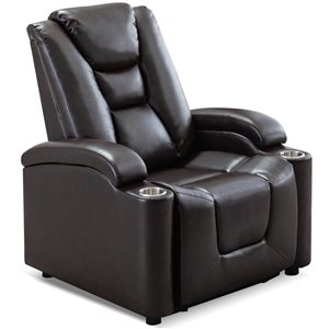 CASAINC Black Faux Leather Powered Reclining Lift Chair with Control Button