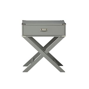 CASAINC Grey Wood Rectangular End Table with 1-Shelf and 1-Drawer