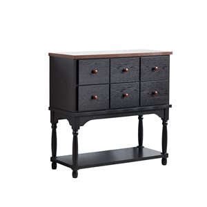 CASAINC Black Modern Console Table with 6 Drawers