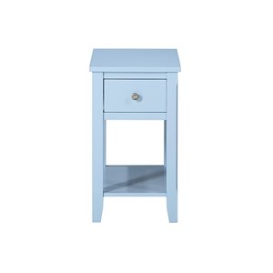 CASAINC Blue Wood Rectangular End Table with 1-Shelf and 1-Drawer