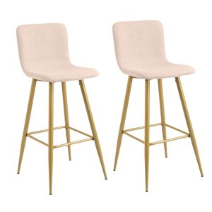 FurnitureR Scargill 29-in Mint Fabric Gold Barstools - Set of 2